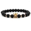 Strand 2023 À La Mode Mat Noir Perle Pierre Bracelets Bracelet Pave CZ Couronne Bracelet Pour Hommes Et Femmes Charme De Mode Bijoux Noble