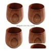 Wine Glasses Jujube Wood Cup Primitive Handmade Natural Spruce Wooden Breakfast Beer Milk Drinkware Green Tea Yerba Mate Mugs Drop D Dht3J