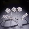 Bangle Stonefans Luxury Leaf Shape Hand Palm Bracelet Cuff For Women Adjustable Claw Open Zircon Accessory Jewelry