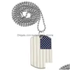 Andra festliga festförsörjningar American Flagängen Halsband Rostfritt stål Militär armé Tag Trendy USA Symbol för män smycken dhwax