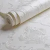Wall Stickers Creamy White Embossed Damask Wallpaper Bedroom Living room Background Floral Pattern 3D Textured Paper Home Decor 10M Roll 230616