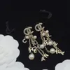 패션 한국어 크리스탈 CC 귀걸이 여성을위한 클래식 브랜드 디자이너 귀걸이 고품질 S925 실버 귀걸이 쥬얼리 선물