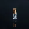 Frascos de perfume de óleo essencial de 3 ML, quadrado, vidro transparente, roll-on, com tampa dourada/prata, rolo de aço inoxidável Anktv