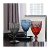 Wine Glasses 240Ml 300Ml 4Colors European Style Embossed Stained Glass Lamp Thick Goblets Drop Delivery Home Garden Kitchen Dining B Dh1Rj