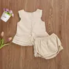 Roupas conjuntos de roupas focusNorm 0-4y verão garotas roupas roupas de renda de renda de re-thirt shorts camadas bloomers 2pcs Roupfits de princesa