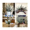 Decorative Flowers Wreaths Artificial Eucalyptus Leaves Greenery Stems With Frost For Vase Home Party Decoration Outdoor G Dhflv