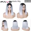 Cosplay Perruques Fave Ombre Droite Bob Noir Gris Perruque Synthétique Épaule Longueur Partie Moyenne Résistant À La Chaleur Fibre Partie Cheveux Pour Les Femmes 230617