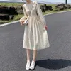 Sukienki swobodne slpbely jesienne szyfonowe sukienki kwiatowa kobieta elegancka słodka, długie rękawe wróżki a-line stroje zima 2023 moda