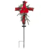 Dekorative Blumen Weihnachten für Kreuz Blumenpfahl Solarbetriebene Lampe Dekor Ornament Handwerk