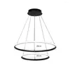 Pendant Lamps Modern LED Chandelier Lights For Salon Circle Ceiling Hanging Black Loft Living Dining Room Lighting Fixture