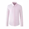 Men's Casual Shirts MINGLU Solid Color Simple Classics Men's High Quality Long Sleeve Business Covered Button Party Man Dress