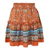 Kjolar boho bohemian mode kvinnor avslappnad lös mini sundress sommar strand semester 2023 söta kvinnliga ruffles kort flicka