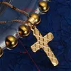 Pendant Necklaces 24K Gold Color Classic Cross Necklace Jesus Women Trendy Jewelry