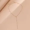 Brins chaîne de perles de perles avec long collier de glands pour les femmes breloques à la mode Simple tour de cou perlé 2023 accessoires de bijoux de mode 230613