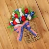 Decorative Flowers American National Day Door Hanging Independence Basket Wall Home Front Wreath