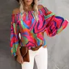 Women's Blouses Women's Elegant Loose Blouse Off Shoulder Long Sleeve Tops Lantern Floral Print Women Shirt Casual Female T-Shirts