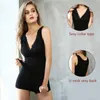 Intimo elasticizzato e modellante da donna Sexy Canotte calde da donna Autunno Dimagrante Body Shaper Deep V Elasticità femminile Nessuna traccia Intimo di pizzo Gilet sottile senza maniche