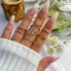 Cluster Rings Simplicity 9PcsFlower Set For Women Round Circle Finger Ring Metal Knuckle Wed Accessories Jewelry Metall Ornaments