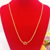 Chains Women Necklace Chain Thin Solid Real 18k Gold Color Fashion Clavicle Jewelry Gift