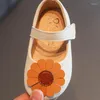 Platta skor småbarn flickor blommor prinsessa söta 2023 våren barn Mary Janes barn klänning för fest bröllop solblommor 21-30