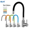 Robinets de lavabo de salle de bain ULA tuyau coloré robinet de cuisine noir chrome eau froide mitigeur évier pour acier inoxydable 230616