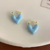 Stud Earrings Fashion High-end Luxury White Drip Glaze Love-Heart For Women Girls Exquisite Trend 2023 All-match