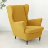 Chair Covers Solid Color Wing Chair Cover Stretch Spandex Armchair Covers Elastic Sofa Slipcovers With Seat Cushion Cover Footstool Covers 230616