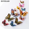 Wall Stickers ZGTGLAD 12pcsset 3d diy glow in dark Decal Butterfly Luminous Magnetic magnet sticking double feather wall stickers home Decor 230616