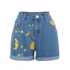 Женские шорты Fashion Moon Sun Print Loak Fit Denim Short для женского летнего голубого парня в стиле боя