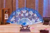 Simple Ten Colors Lace Flower Bridal Hand Fans Vintage Hollow Bamboo Handle Wedding Accessories Brithday Gift Party Favors Royal Blue White Plastic