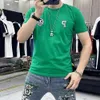 T-shirt Trend da uomo Girocollo Slim Top Lettera Distintivo Stampa Camicia inferiore Estate Causale Bello T-shirt a maniche corte Uomo Abbigliamento verde