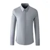 Mäns casual skjortor Minglu Solid Color Simple Classics Men's High Quality Long Sleeve Business Covered Button Man Dress