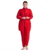 Roupas étnicas Plus Size Muçulmano Swimwear XL-6XL Natação Islâmica Maiôs Red Swimsuits Modest Burkini Sportswear Manga Longa Senhora