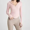 lulus Women Autumn T-shirts Long Sleeve with Zipper Yoga Tops Training Thumb Hole Hood Running Shirts Naked Stretchy Sporty