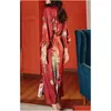 Women'S Sleepwear Women Satin Kimono Wedding Bridesmaids Robe Ladies V Neck Half Sleeve Dressing Gown Long Elegant Nightdress Summer Dhq0M