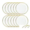 Piatti Piatti Servizio di lusso Fabbrica all'ingrosso 8 pollici Gold Sier Rim Clear Beaded Point Piatto di vetro Piatto Caricatore Drop Delivery Home Dhwvz