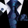 Bow Ties Teal Blue Floral 63Inch Silk Mens extra lång för män vävda klassiska 160 cm slipsficka Square Set manschettknappar hi-tie