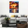 City Life Landscape Canvas Art Sunny Clouds Ręcznie malowane malowanie kinfe