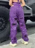 Dżinsy damskie weiyao fioletowe dziury rozerwane kobiety 2023 vintage estetyczny grunge y2k streetwear Low talle proste dżinsowe spodnie dżinsowe spodnie