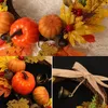 Dekorative Blumen Herbst Blatt Kürbis Kranz mit Glocke Thanksgiving Halloween Haustür Home Decor