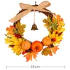 Dekorative Blumen Herbst Blatt Kürbis Kranz mit Glocke Thanksgiving Halloween Haustür Home Decor