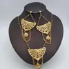 Collier boucles d'oreilles ensemble Design bijoux plaqué or goutte éthiopienne chaîne africaine fête bohême pendentif mariage mariée