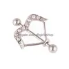 Anelli per capezzoli Hollow Piercing Shield Ers Capezzoli in acciaio inossidabile Chiodo Skl Foglia di scorpione Regolabili Gioielli per il corpo trafitto da donna On Drop Dhoxb