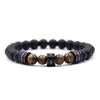 Beaded Mens and Womens 8mm Matte Black Agate Sier Microinlaid Cylindrical Spacer Armband Natural Stone Yoga Drop Delivery Smycken BR DH1OK