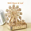 3D Puzzles Ury 3D TROE PUZZLES LED Rotertable Ferris Wheel Music Octave Box Model Mechanical Kit Assembly Decor Diy Toy Gift for Kid Adult 230616