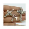 Charms 50Pcs Lot Mix Antique Sier Cross Connector Pendentifs Alliage Bijoux Religieux Accessoires Pour La Fabrication De Bijoux Drop Delivery Fi Dhii9