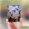 Wijnglazen Edo Kiriko Drinkglas Ouderwetse Crystal Whiskey Cup Voor Scotch Bourbon Hand Cut Design Cocktail Drop Delivery Ho Dhwhr