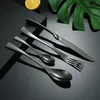 Servis uppsättningar 4 st/set rostfritt stål knivsked gaffel tesked set med förvaring presentförpackning kaffekälldessert kök bordsartat diskmaskin säker