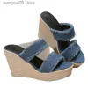 Slippers Women Denim Str Women's Espadrilles Mules Slipper Sandals 2023 Slip On Platform Leisure Summer Wedges High Heels Shoes T230711