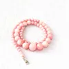 Kedjor mode kvinnor rosa rhodochrosite 6-14mm runda pärlor diy halsband eleganta kedja choker smycken 18 tum b617